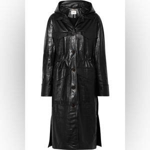 Nanushka Vegan Leather Croc Effect Trench Coat Size XS
